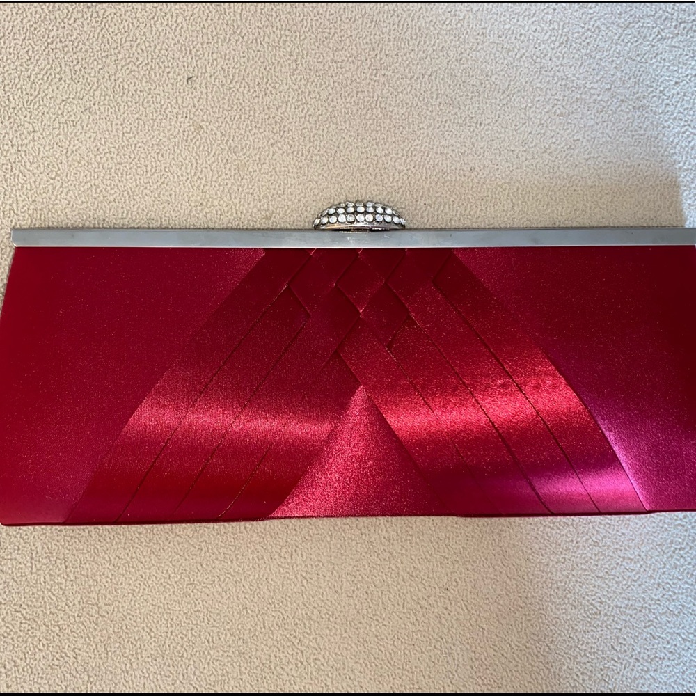 Red satin evening bag